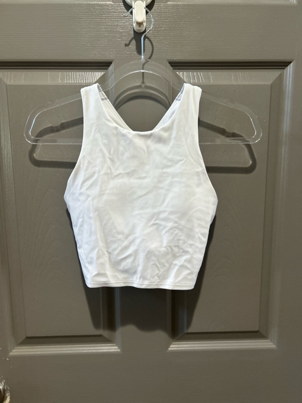 Athleta White High-Neck Crop Tank padded